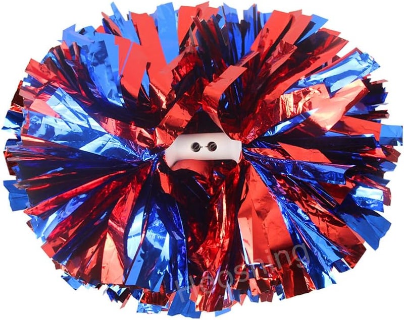 Hooshing 2PCS Pom Poms Cheerleading Professional Cheer Pom Poms with Baton Handle (No Zip Tie) for Cheer Squad Team Sports Spirited Party Dance Training - Image 1